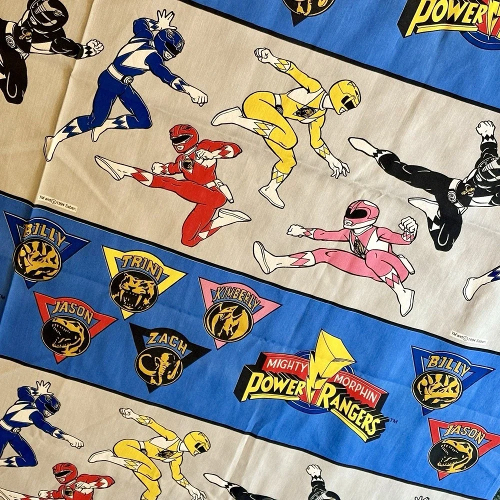 VTG Power Rangers Flat Sheet Twin 1994 Characters Jason Zach